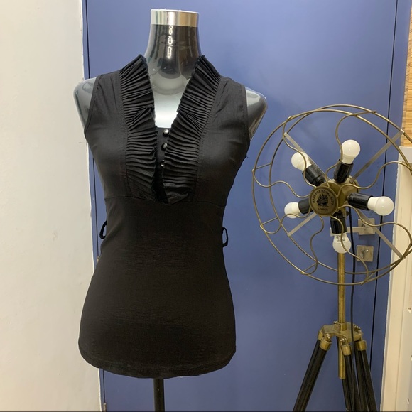 Classy Sophisticated Black Top with Belt Loops - Picture 5 of 9